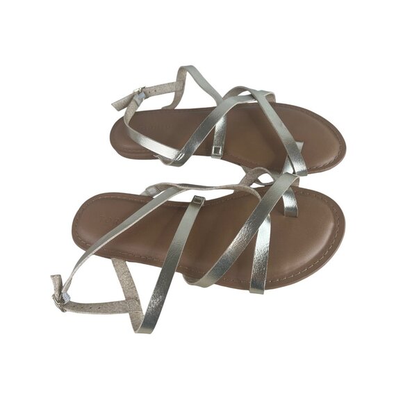 Torrid Metallic Silver Strappy Sandals With Adjustable Ankle Strap Size 8.5WW - Picture 6 of 7